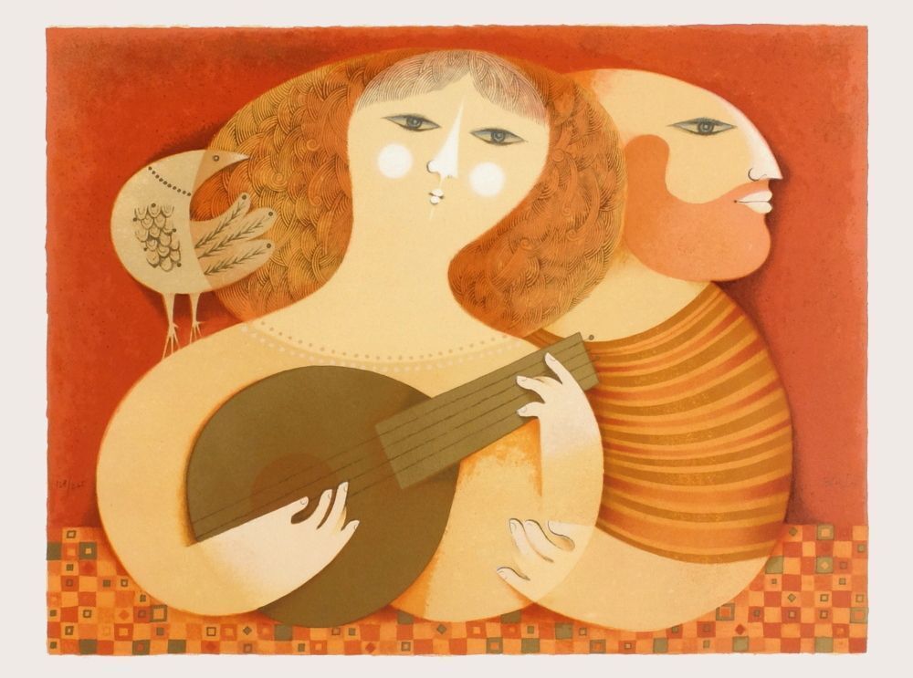 Samy Briss Gesigneerde Lithografie Mélodie Pour Un Orchestre