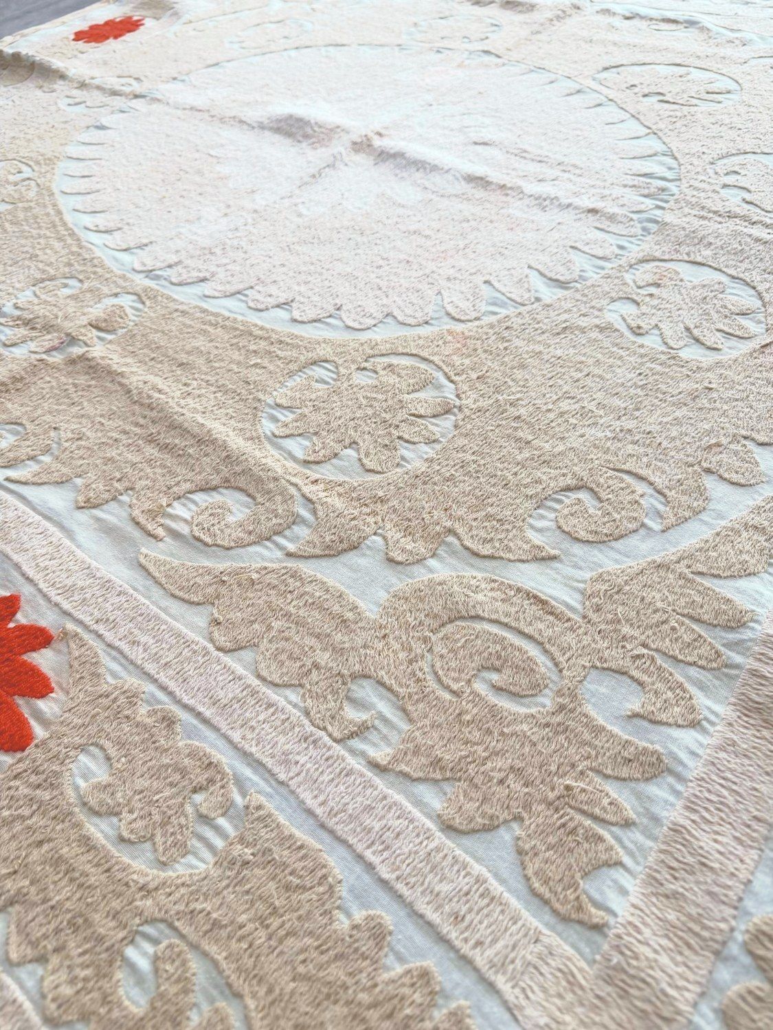 Suzani Embroidered Wall Hanging — 1960s Embroidery — 143 X 146 Cm photo for sale
