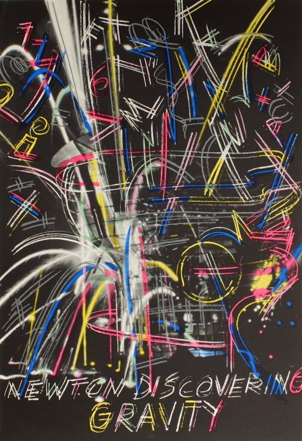 Dennis Oppenheim Gesigneerde Litho Newton Discovering Gravity (Olympics Of Barcelona) 1992