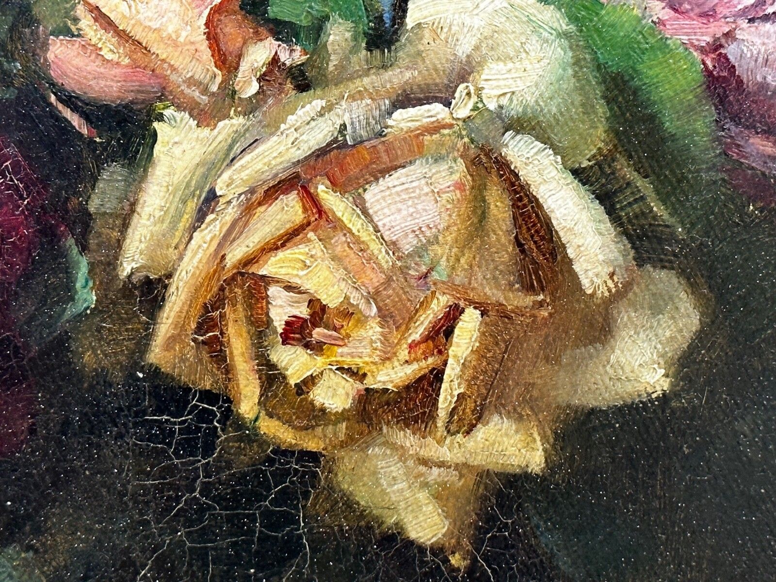 3250.0 Brits schilderij begin 20e eeuw, olieverf, stilleven met bloemen, tuinrozen, gesigneerd Ernest Higgins Rigg photo
