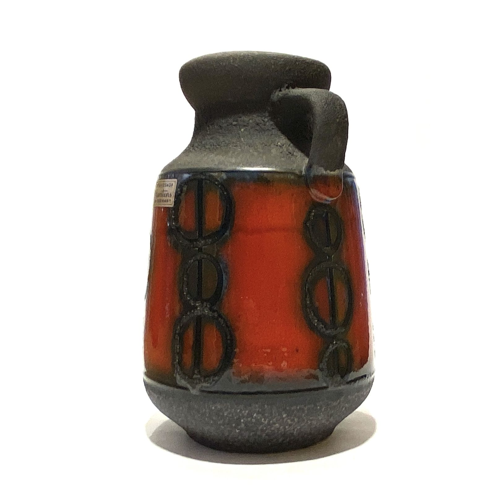 Carstens Tonnieshof vaas in rode fat lava glazuur, West-Duits aardewerk ca. jaren 1970 photo Woonaccessoires