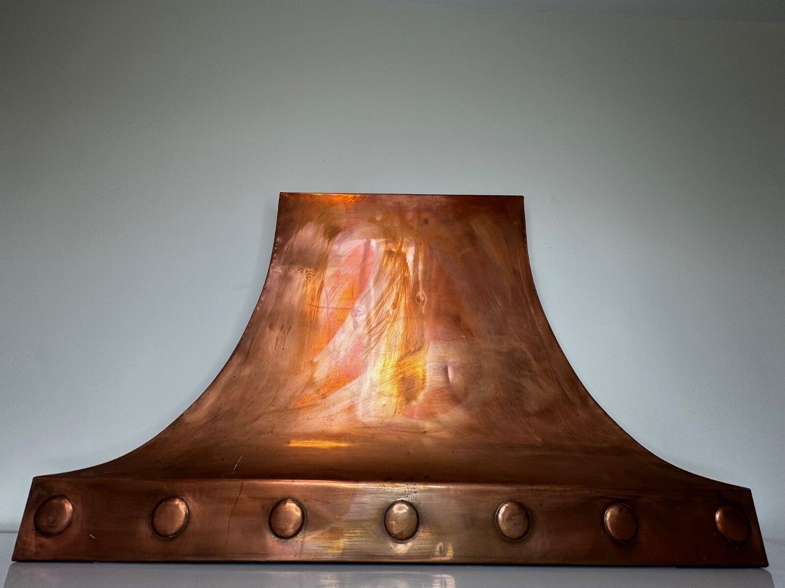 British Georgian Revival Copper Fireplace Hood Canopy Hand Hammered Masterpiece photo for sale