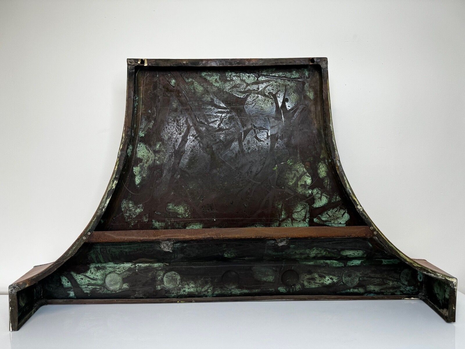 British Georgian Revival Copper Fireplace Hood Canopy Hand Hammered Masterpiece photo vinterior
