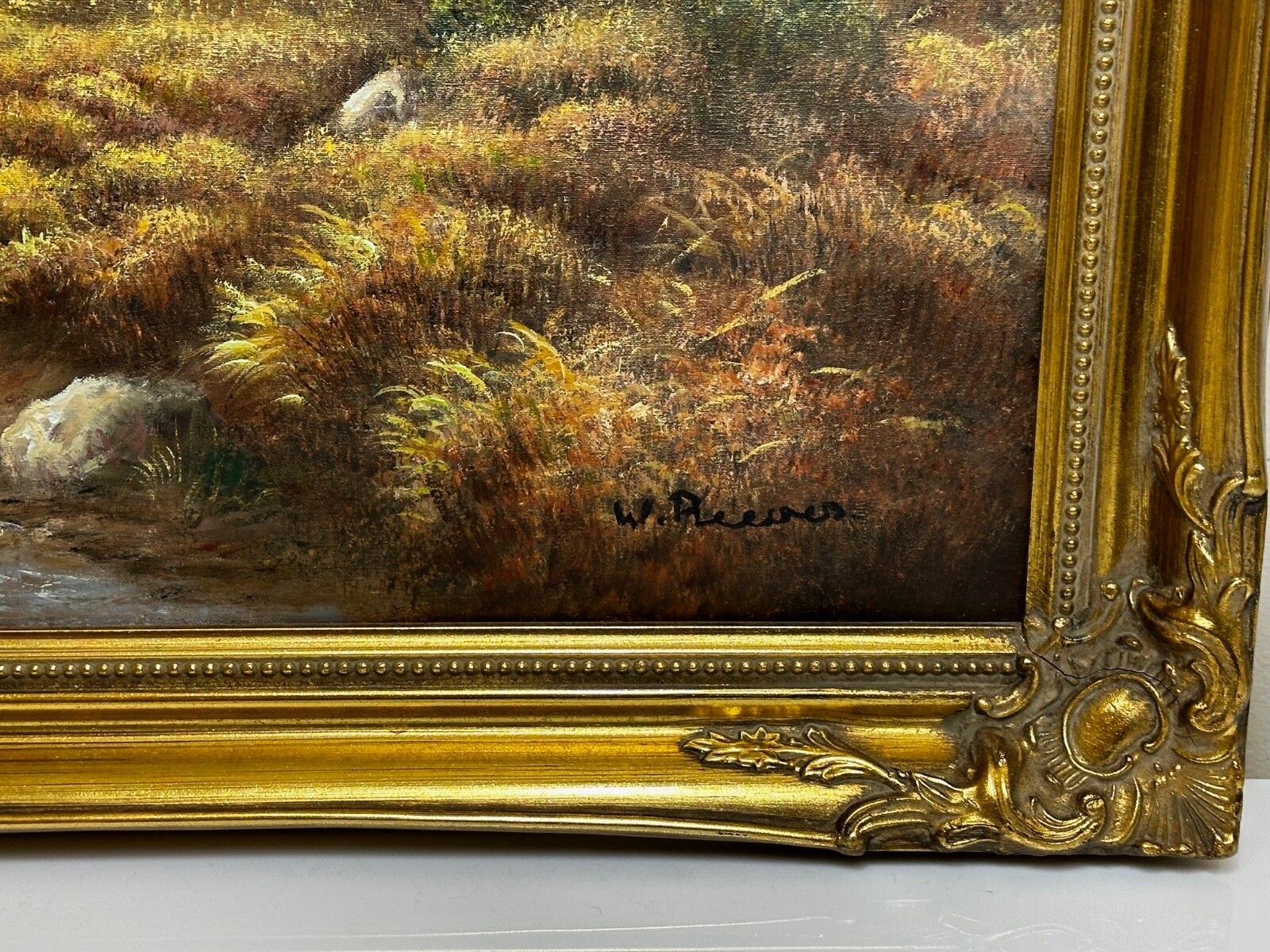 Vintage olieverfschilderij Schotse Hooglanden schapen in het Ben Nevis-gebergte door Wendy Reeves photo for sale