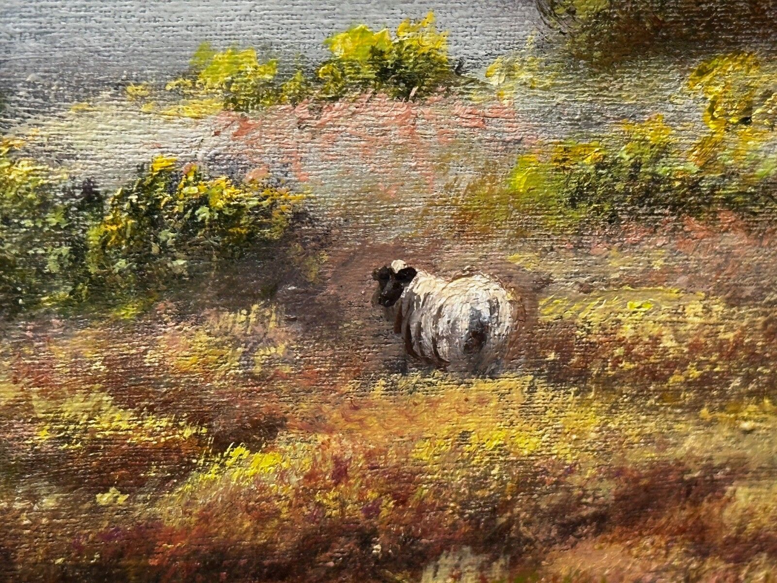 photo furniture Vintage olieverfschilderij Schotse Hooglanden schapen in het Ben Nevis-gebergte door Wendy Reeves