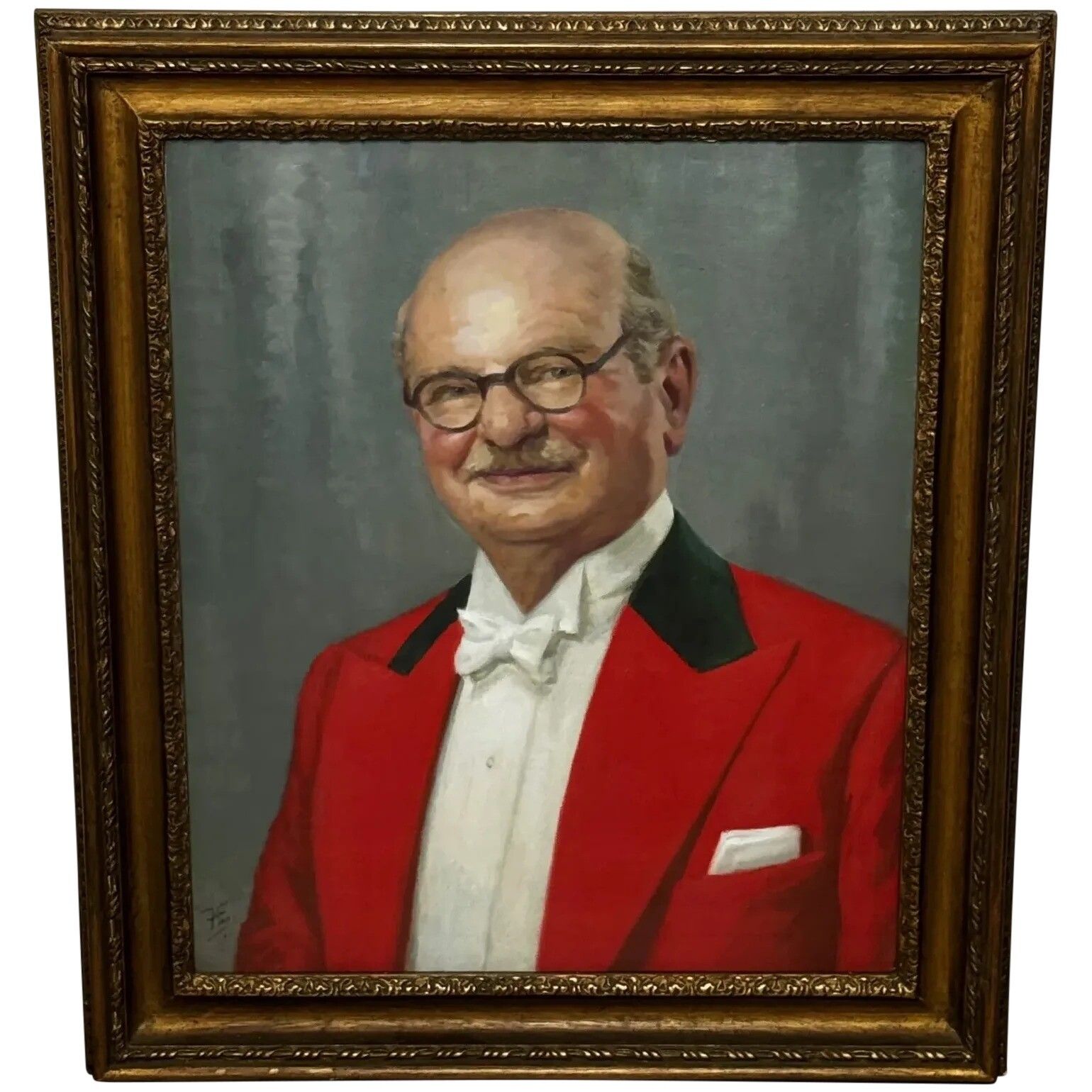 British Original Mid Century  Huntsman Oil Portrait Painting Sir Philip Grey Egerton 15th Baronet