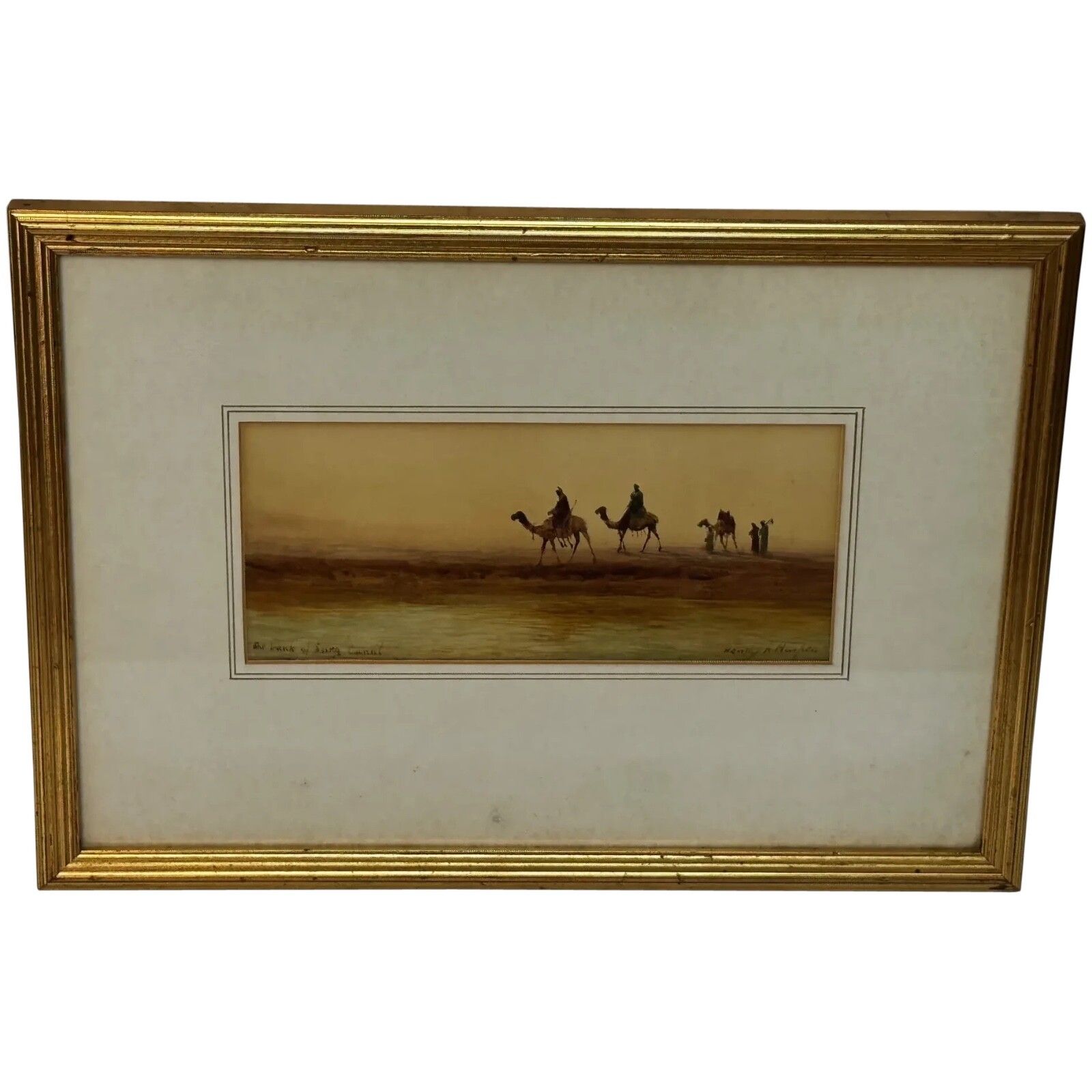19e-eeuws schilderij Orientalisme Bedoeïenenstamleden Suezkanaal door Henry Andrew Harper