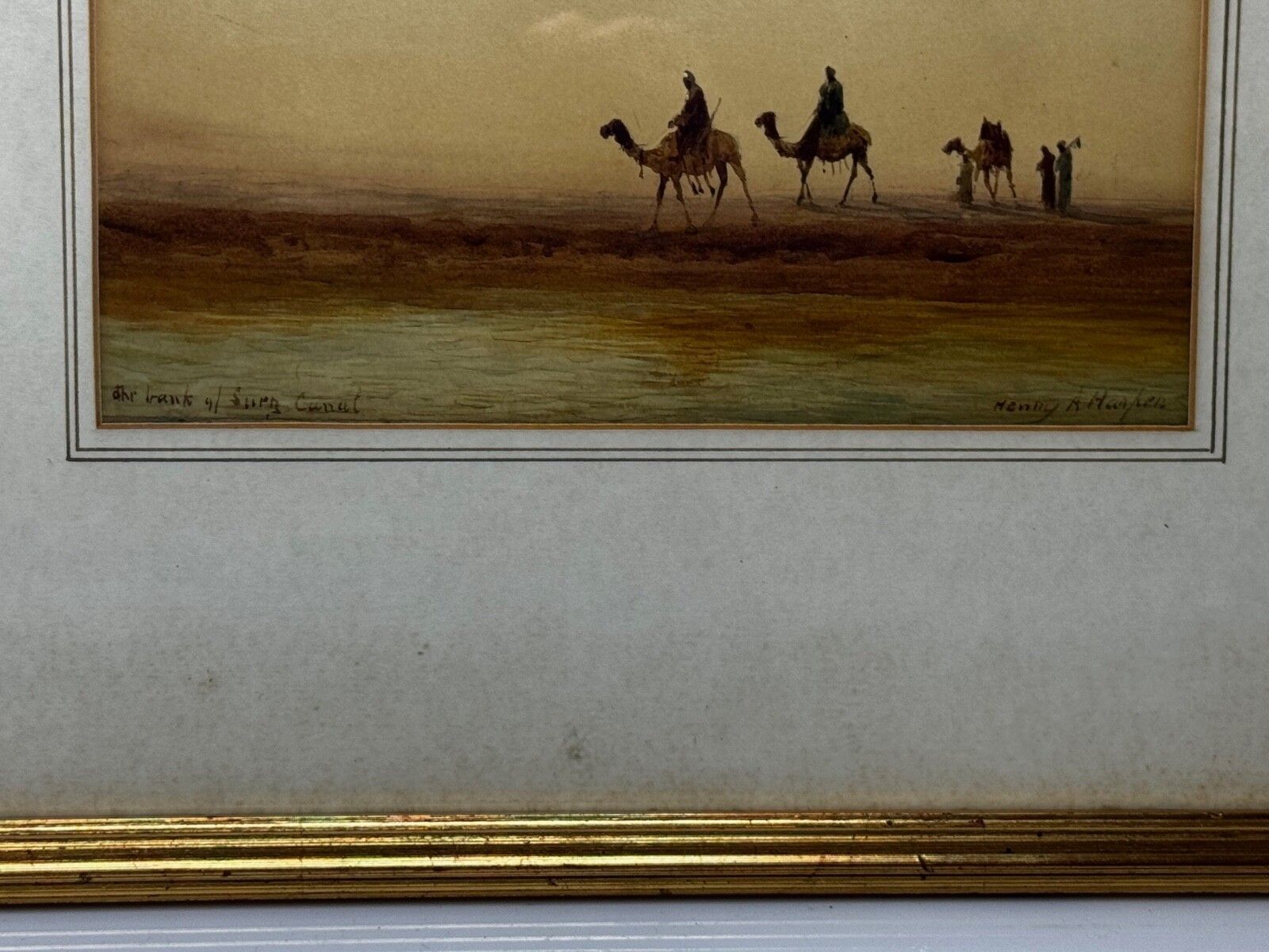 photo vinterior 19e-eeuws schilderij Orientalisme Bedoeïenenstamleden Suezkanaal door Henry Andrew Harper