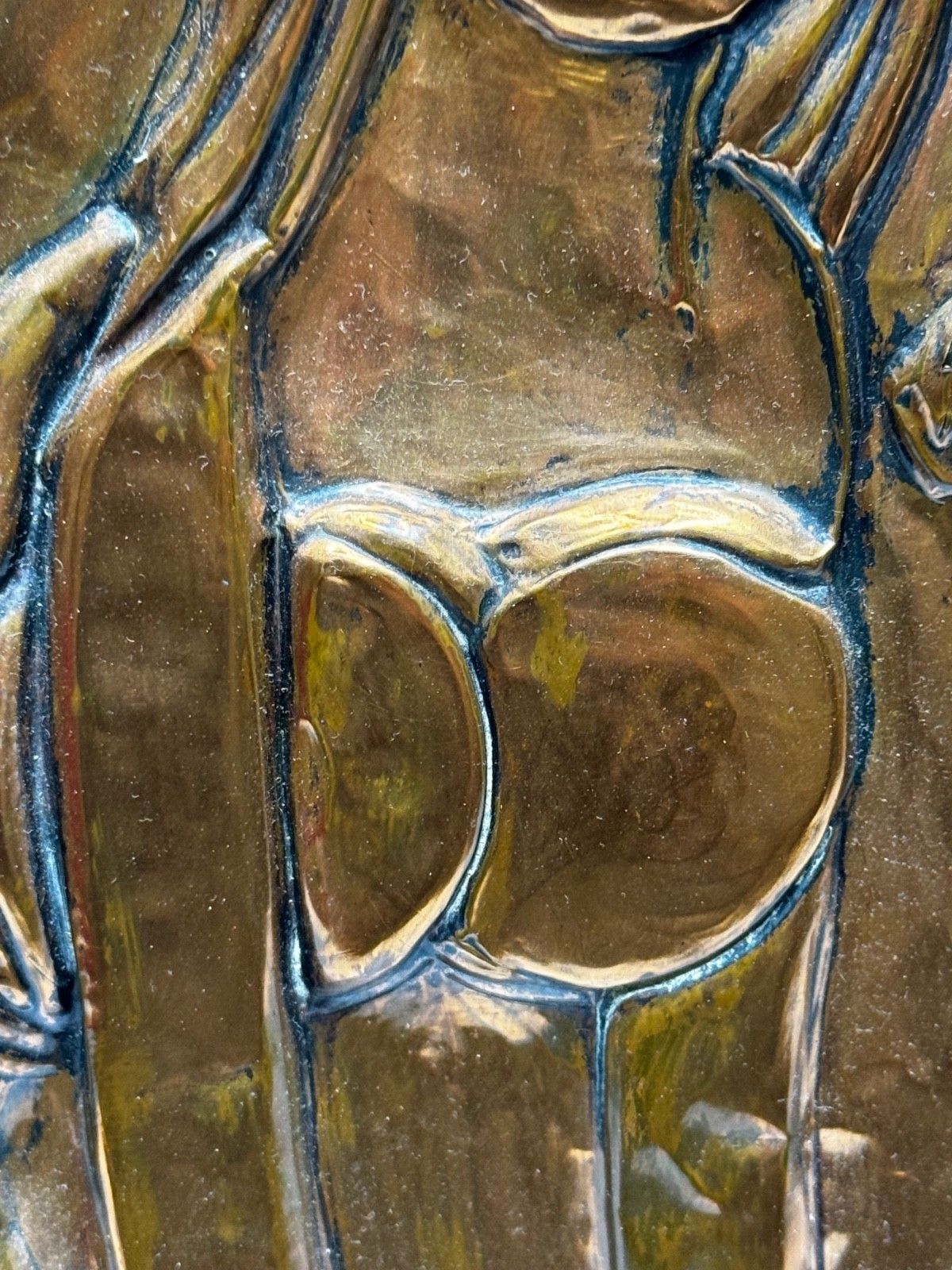 Mid Century Eastern European Copper Harvest Maiden Hand Worked Modernist Relief photo vinterior