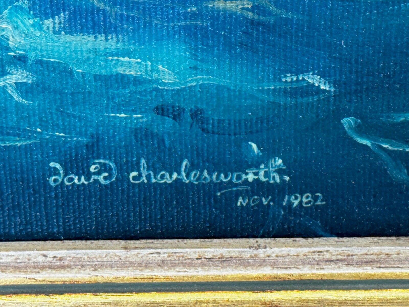 Vintage Oil Painting Hms Franklin Ship The Pentlands 1944 Ww2 Convoy Duty North Sea Signed David Charlesworth photo Art