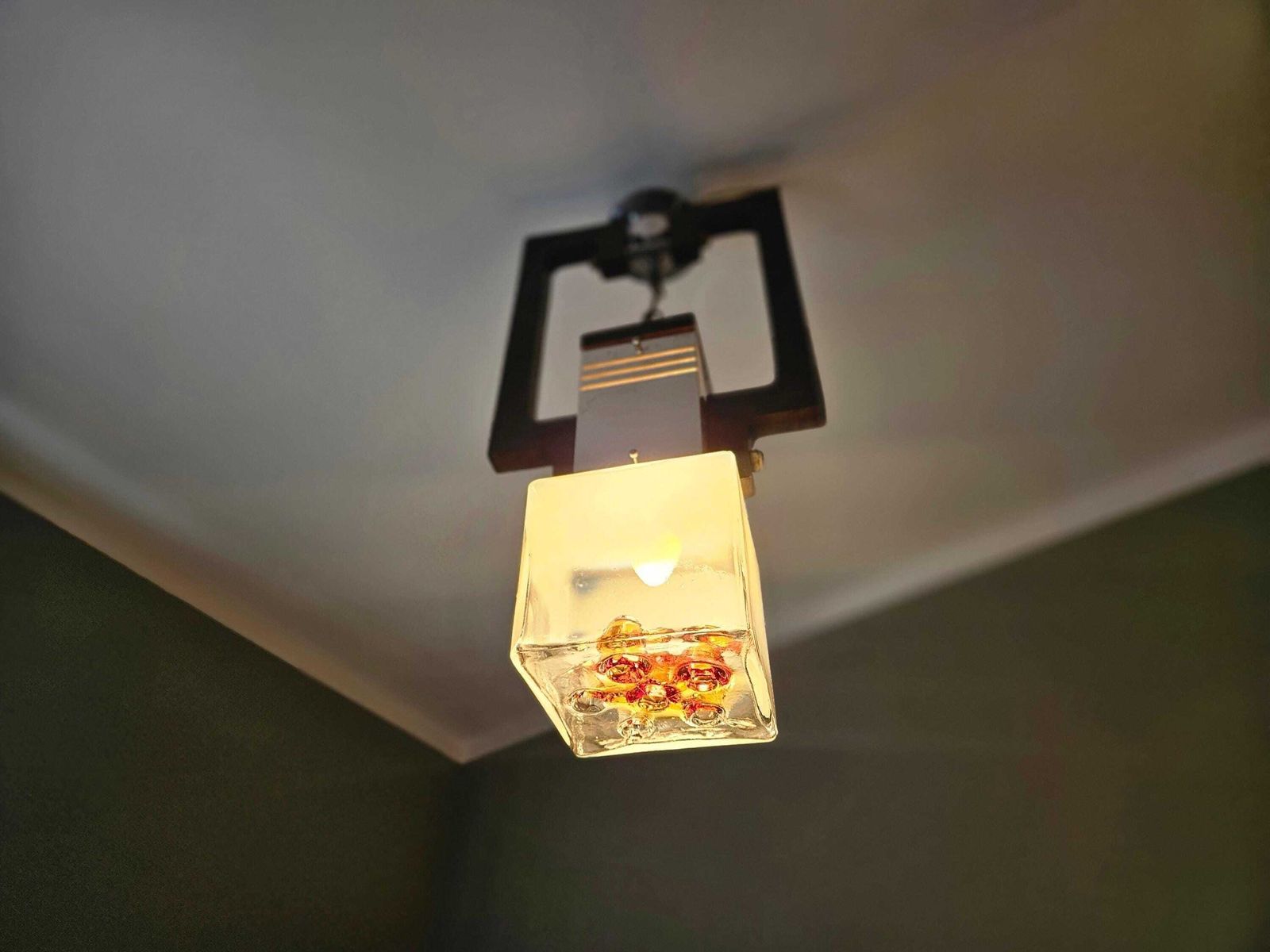 Vintage Mid Century Pendant Light With Murano Glass Shade photo 150.0
