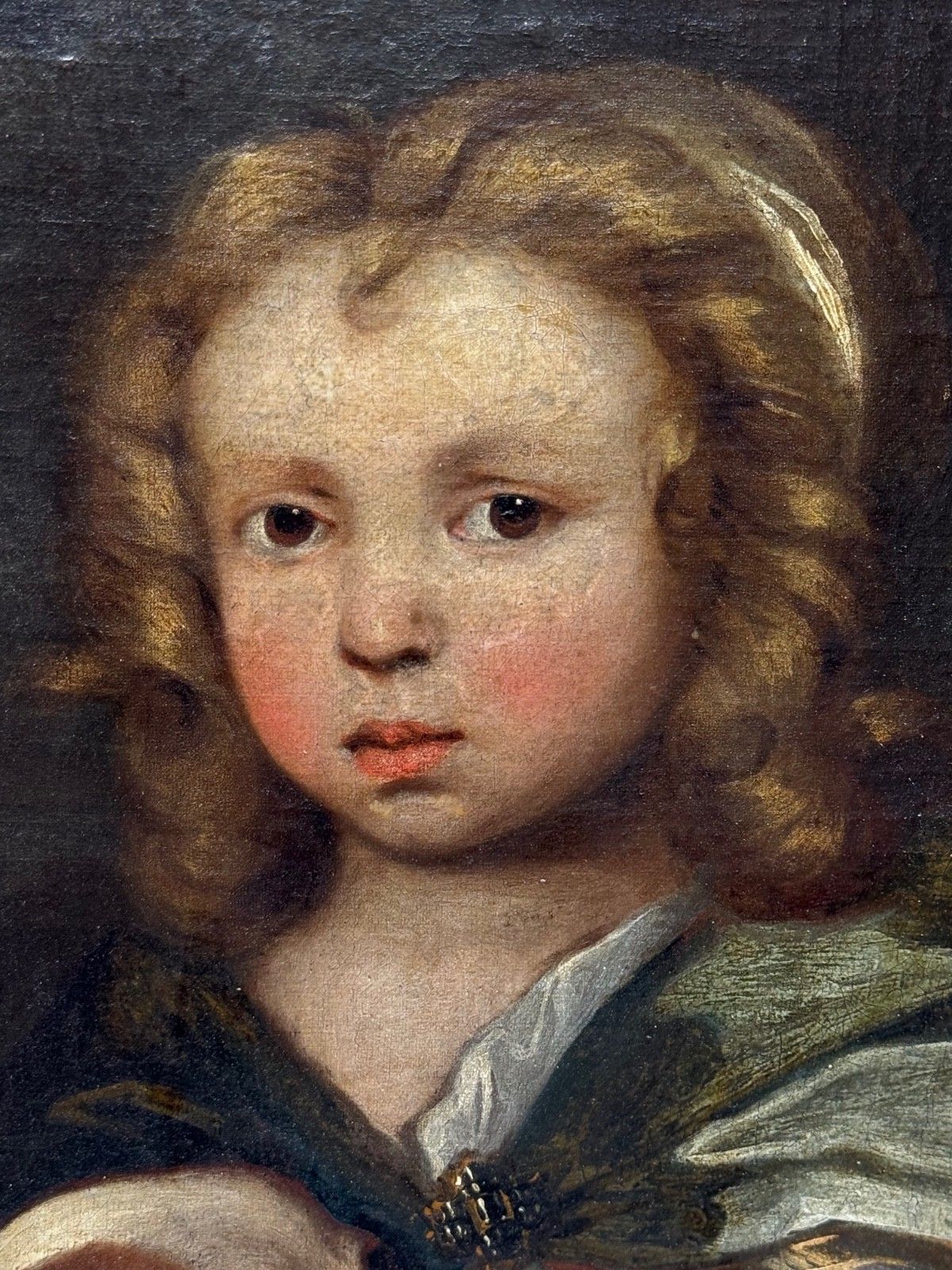 17th Century Oil Painting An Endearing Bond Boy With King Charles Spaniel Puppy Circle Of Mary Beale Circa 1680 photo for sale