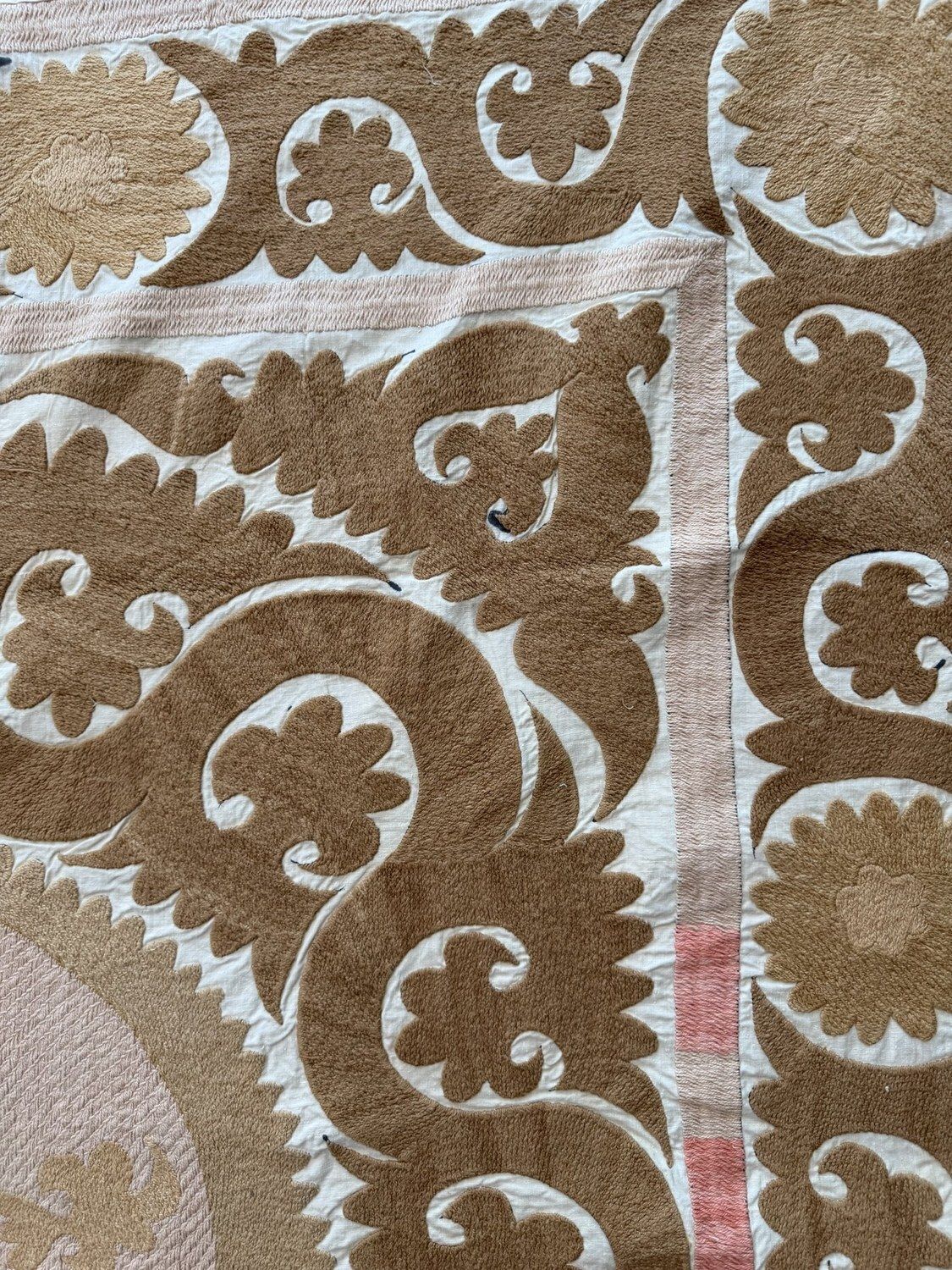 Suzani Bukhara décorative, brun et beige, 150 x 154 cm photo buy