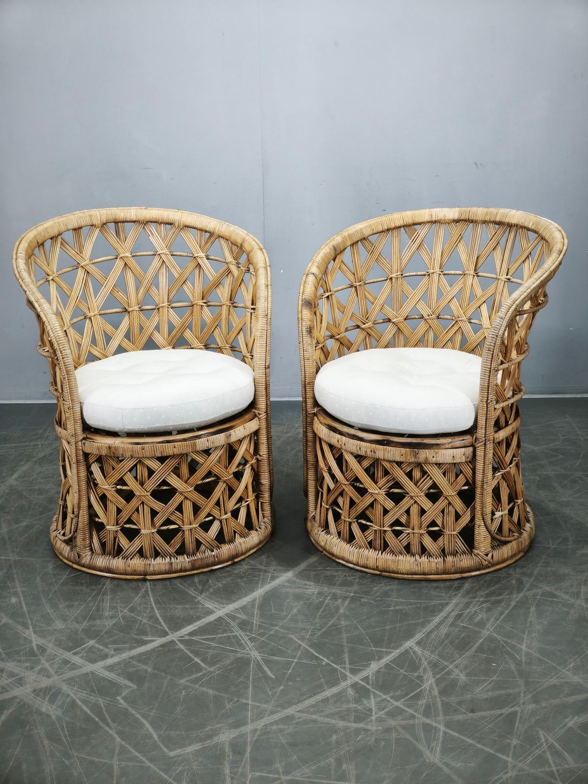Stel Italiaanse bamboe en rotan loungestoelen, jaren 1960 photo furniture