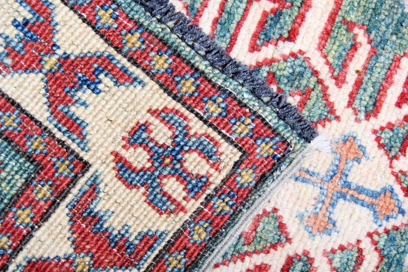 Handgemaakt tapijt, groen geometrisch vloerkleed, woonkamerkleden te koop, 68 x 100 cm photo for sale
