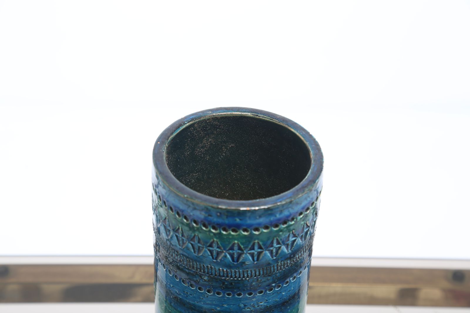 Vintage Mid-Century keramische vaas van Aldo Londi voor Bitossi, "Rimini Blu", 23 cm hoog, Italië, jaren 1960. photo Woonaccessoires