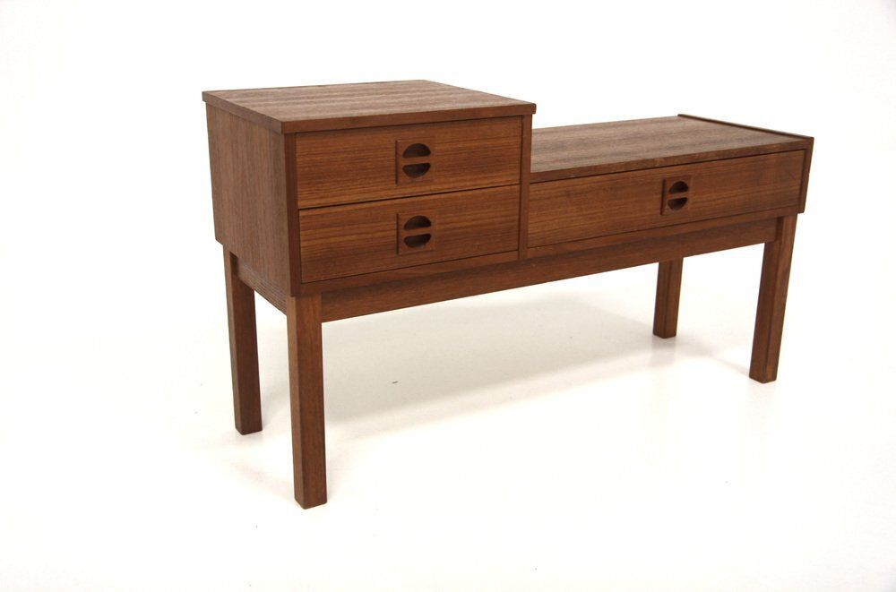 Banc téléphone scandinave en teck, Suède, années 1960