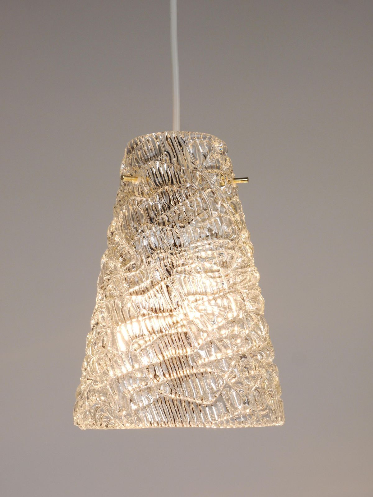 Lighting J.T. Kalmar Mid Century Textured Glass & Brass Pendant Lamp, Austria, 1950s photo