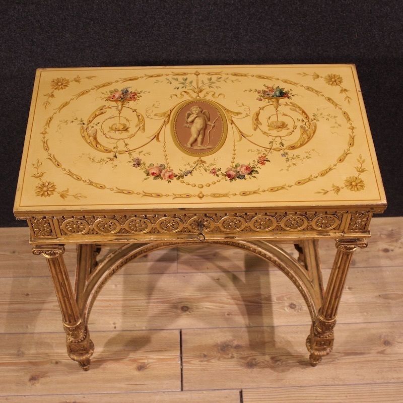 French Lacquered And Gilded Side Table By Sormani In The Louis XVI Style photo for sale