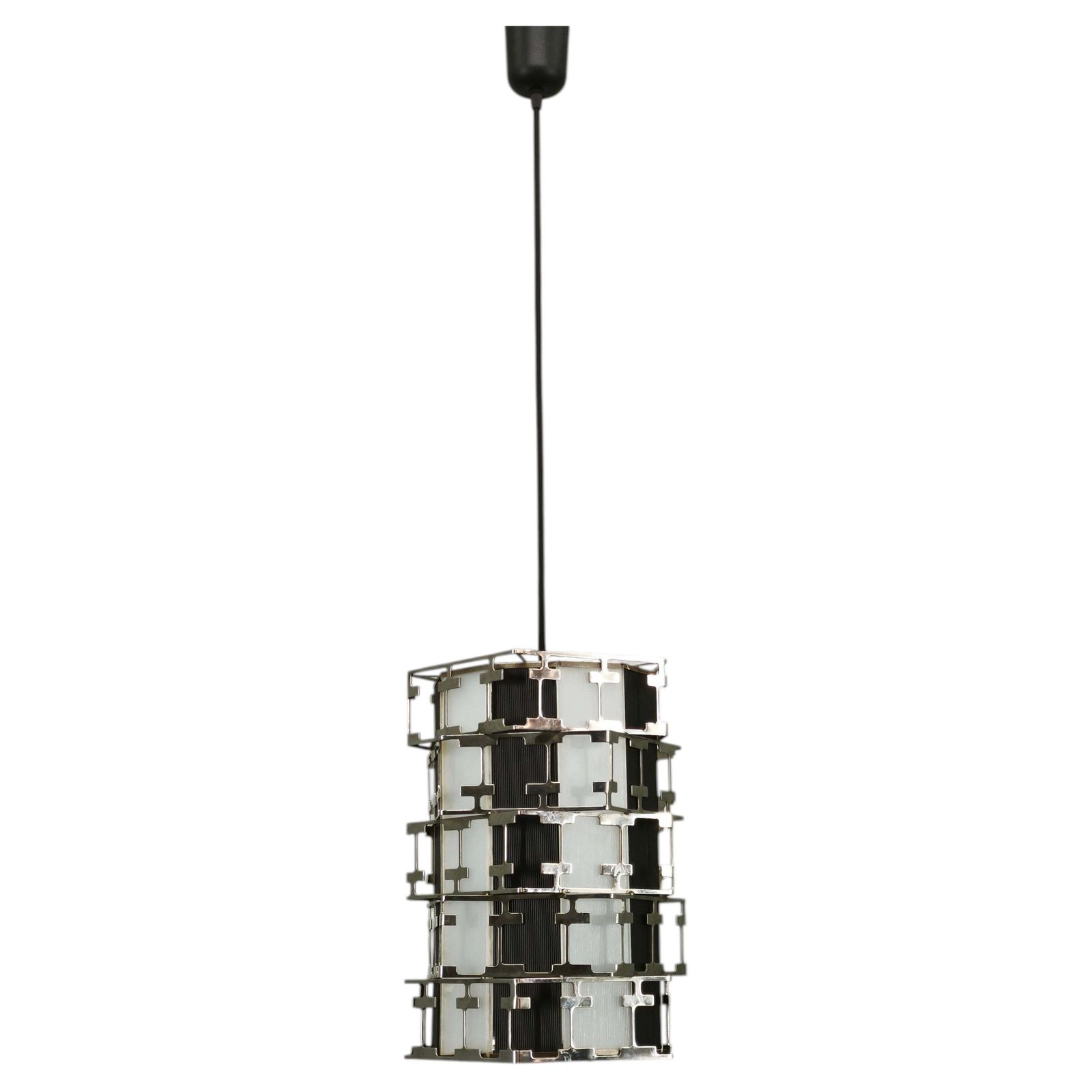 Mid-Century Tsjechische chromen geometrische hanglamp, jaren 1960