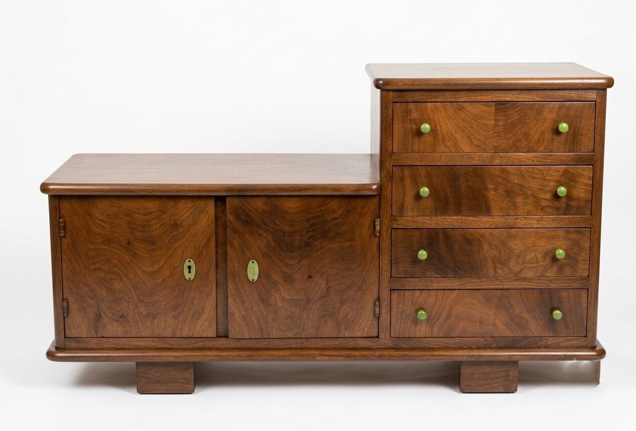 Art Deco Dressoir In Walnoot Met Asymmetrisch Ontwerp photo for sale