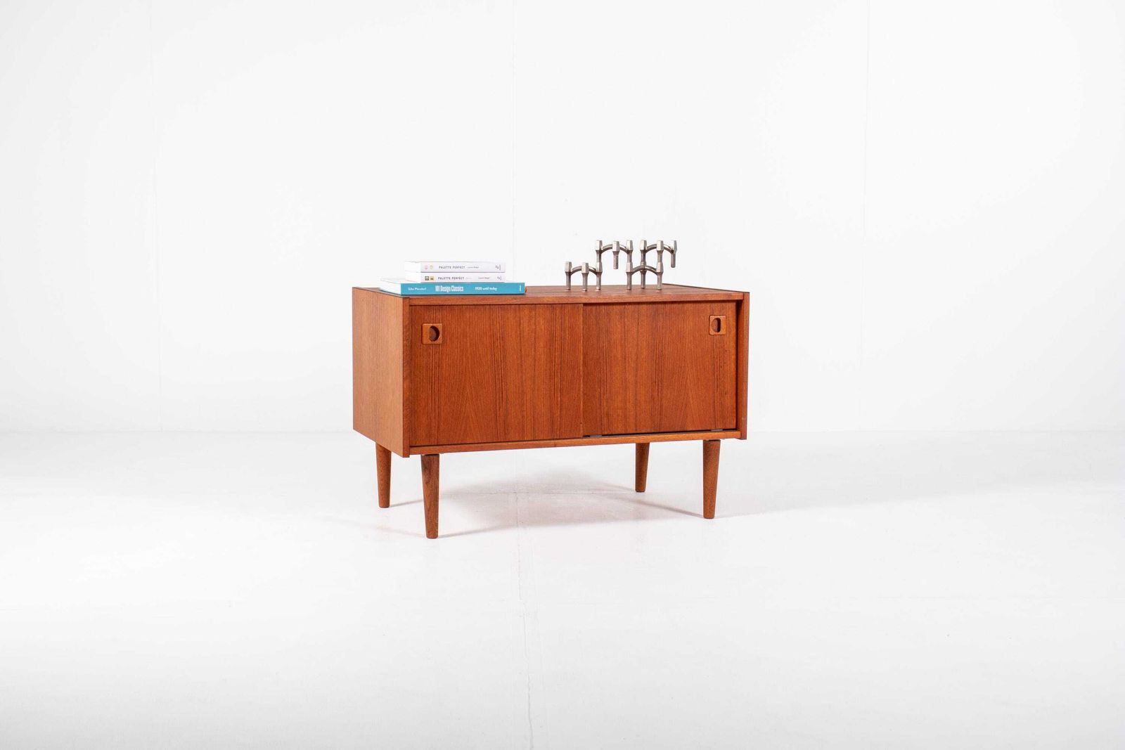 Danish Mid Century Teak Sideboard With Sliding Doors — 1960s