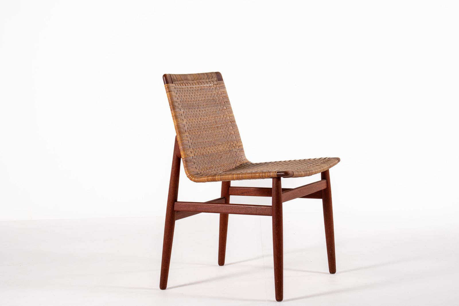 Jørgen Høj Teak And Rattan Chair For Thorald Madsen, Copenhagen Denmark 1950's