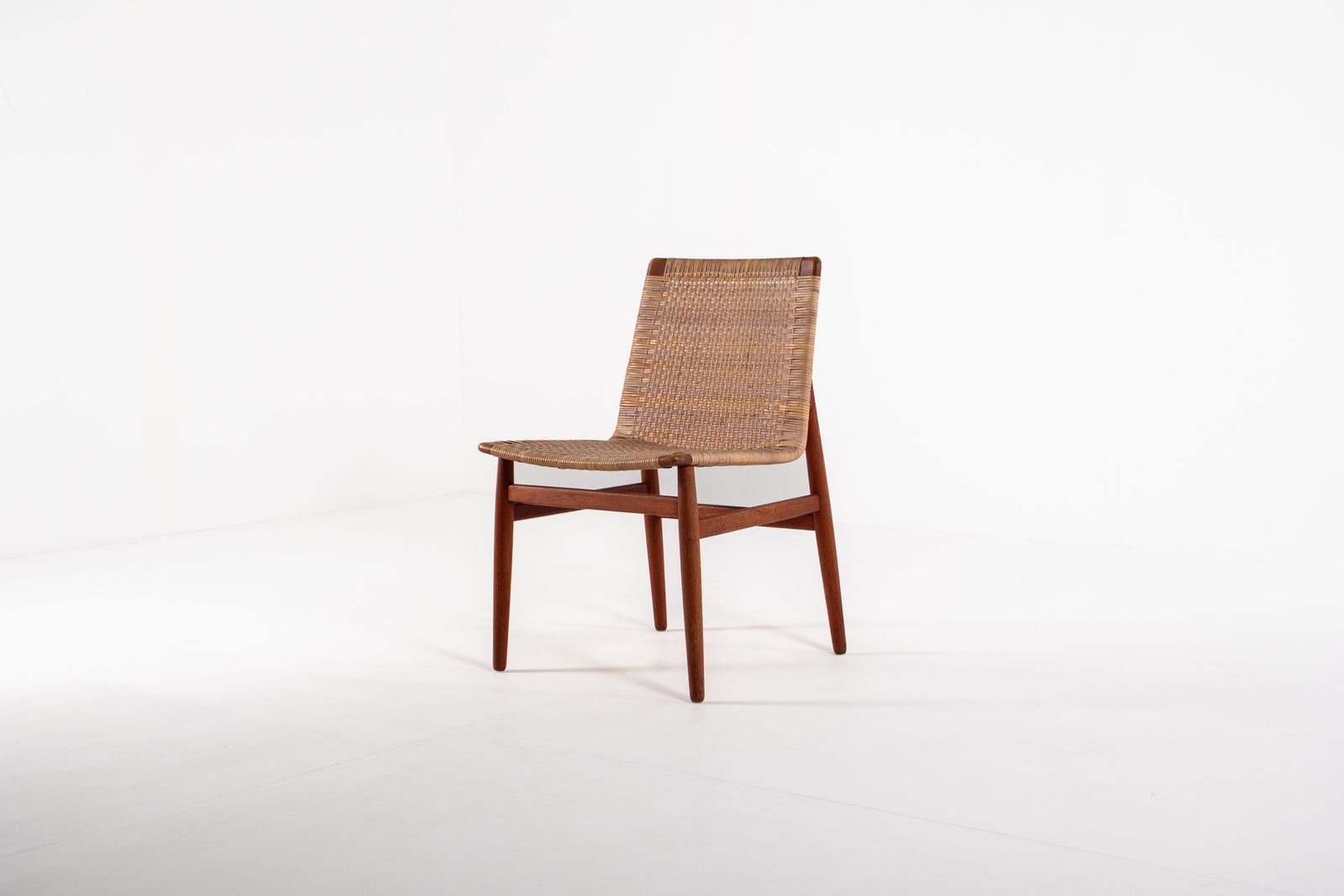 photo furniture Jørgen Høj Teak And Rattan Chair For Thorald Madsen, Copenhagen Denmark 1950's