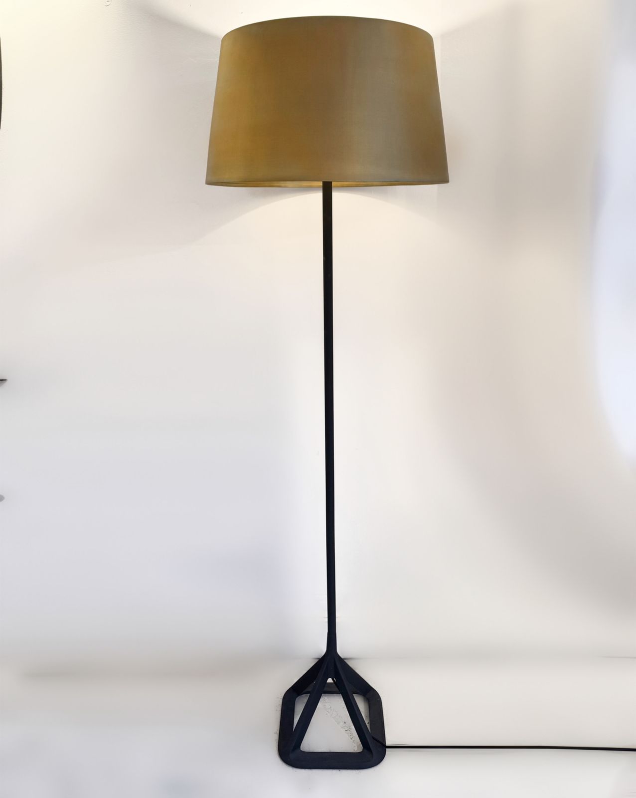Tom Dixon Base Floor Lamp With Pyramid Stem & Brass Shade