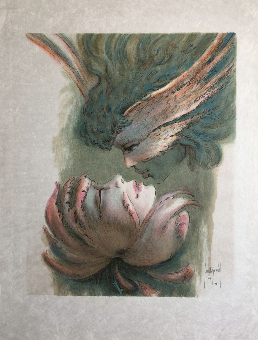 Francis De Saint Genies Signed Lithograph Le Baiser 1985