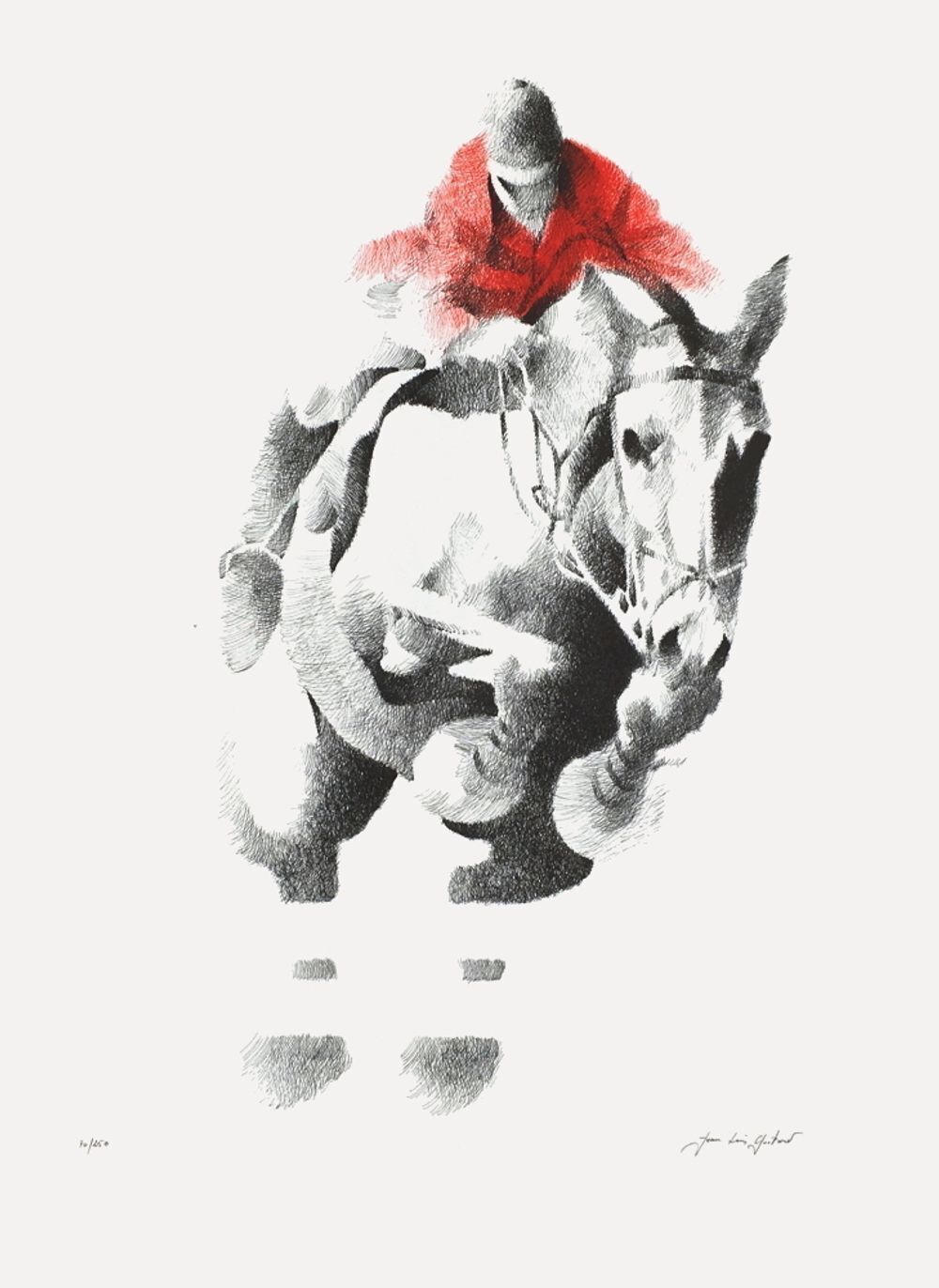 Jean Louis Guitard Gesigneerde Lithografie Saut D'obstacle 1995