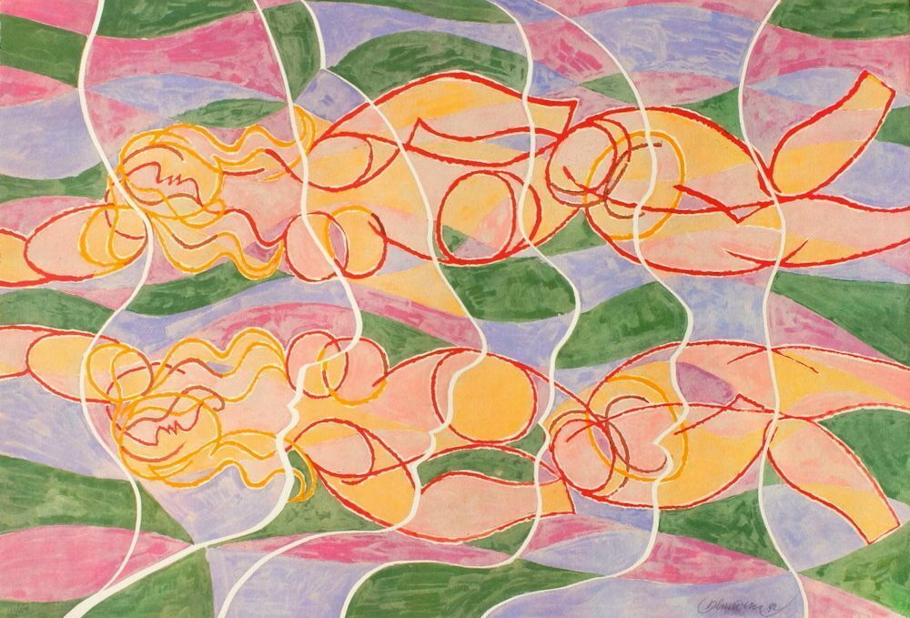 Miguel Berrocal Gesigneerde Lithografie Nadadoras (Juegos Olímpicos De Barcelona) 1992