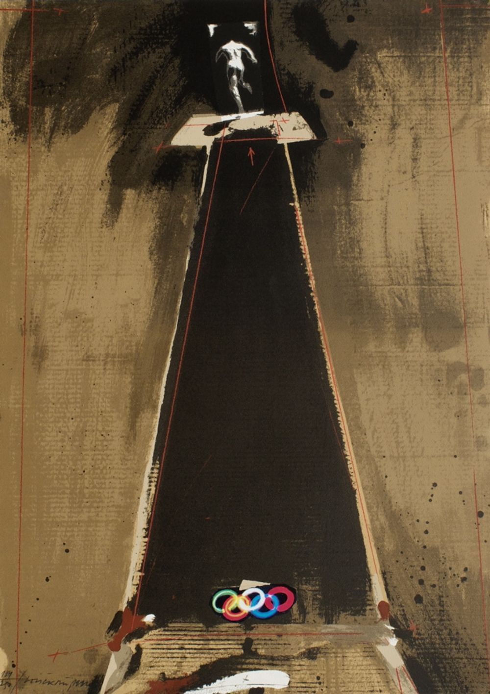 Vladimir Velickovic Gesigneerde Lithografie Podium (Jo Barcelona) 1992