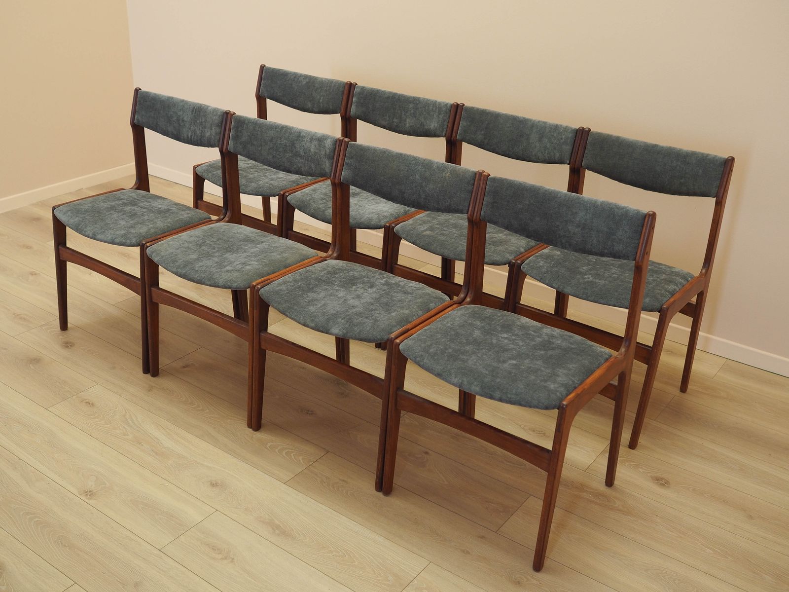 Set van vier teakhouten stoelen, Deens design, jaren 1970, gemaakt in Denemarken photo vintage