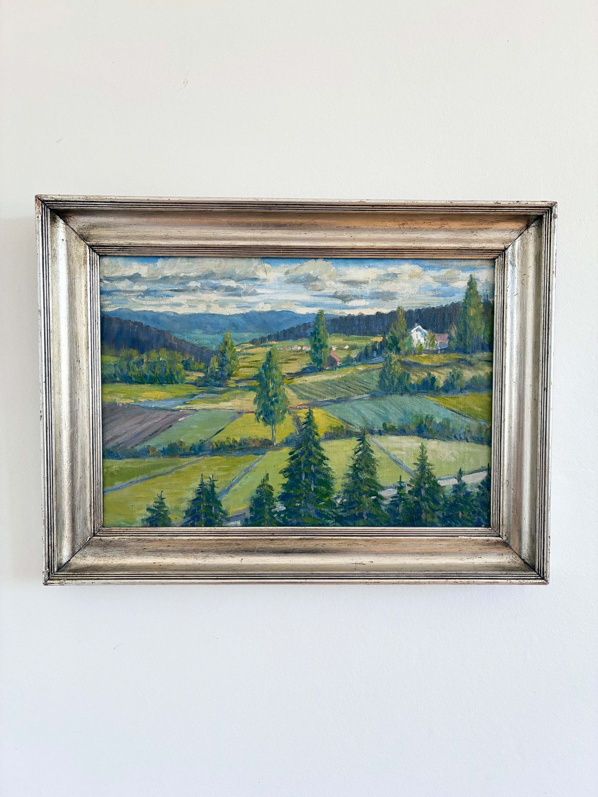 Vintage landschap, olieverfschilderij