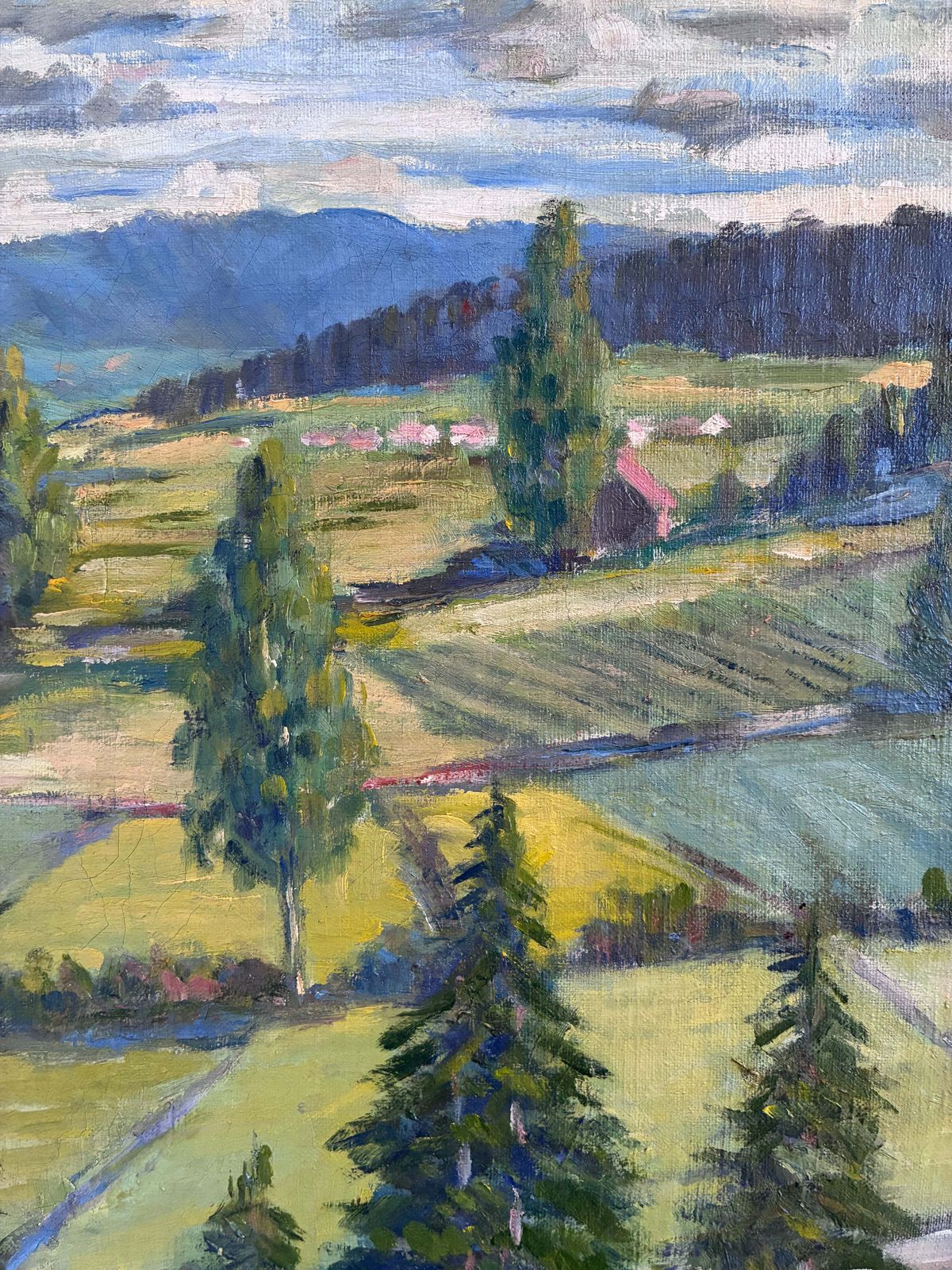 Kunst Vintage landschap, olieverfschilderij photo