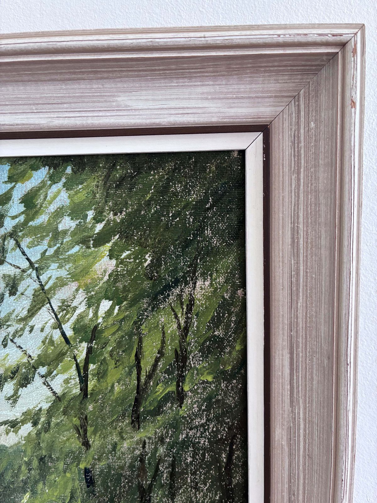 Vintage Woodland Lake Oil Painting, Forest Landscape photo buy