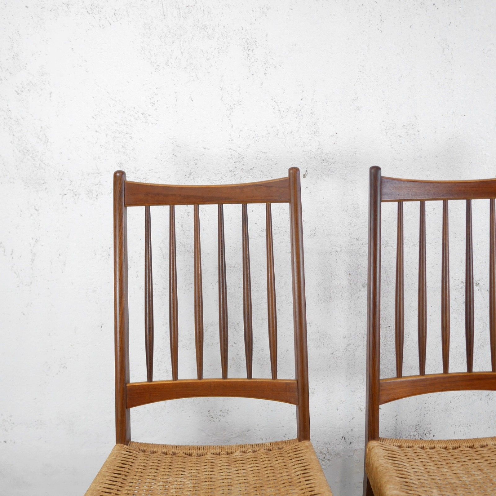 Vintage Mid Century Danish Teak Cord Dining Chairs Arne Hovmand Olsen #103227 photo Furniture