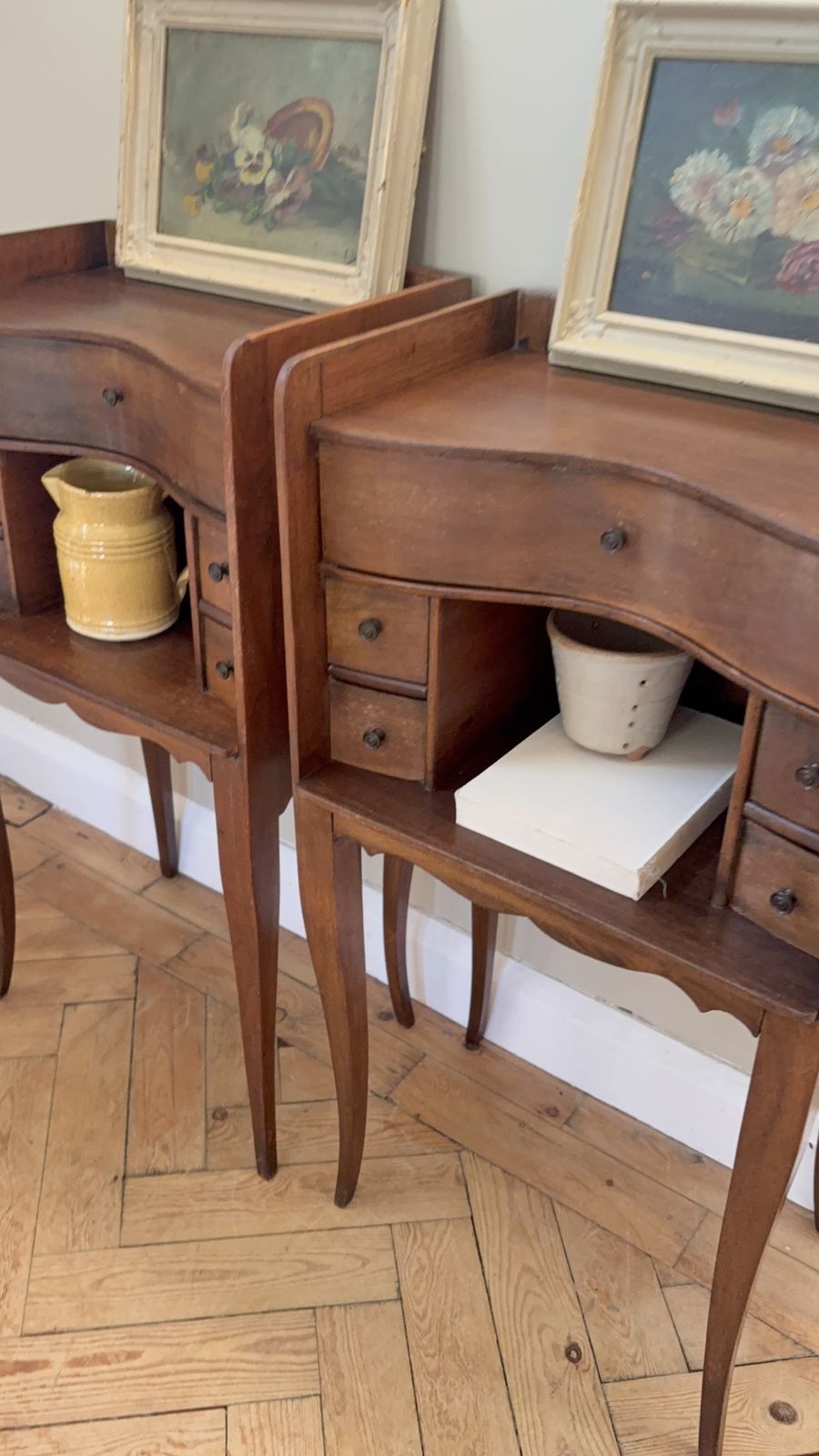 A Pair Of French Walnut Bedside Tables photo furniture
