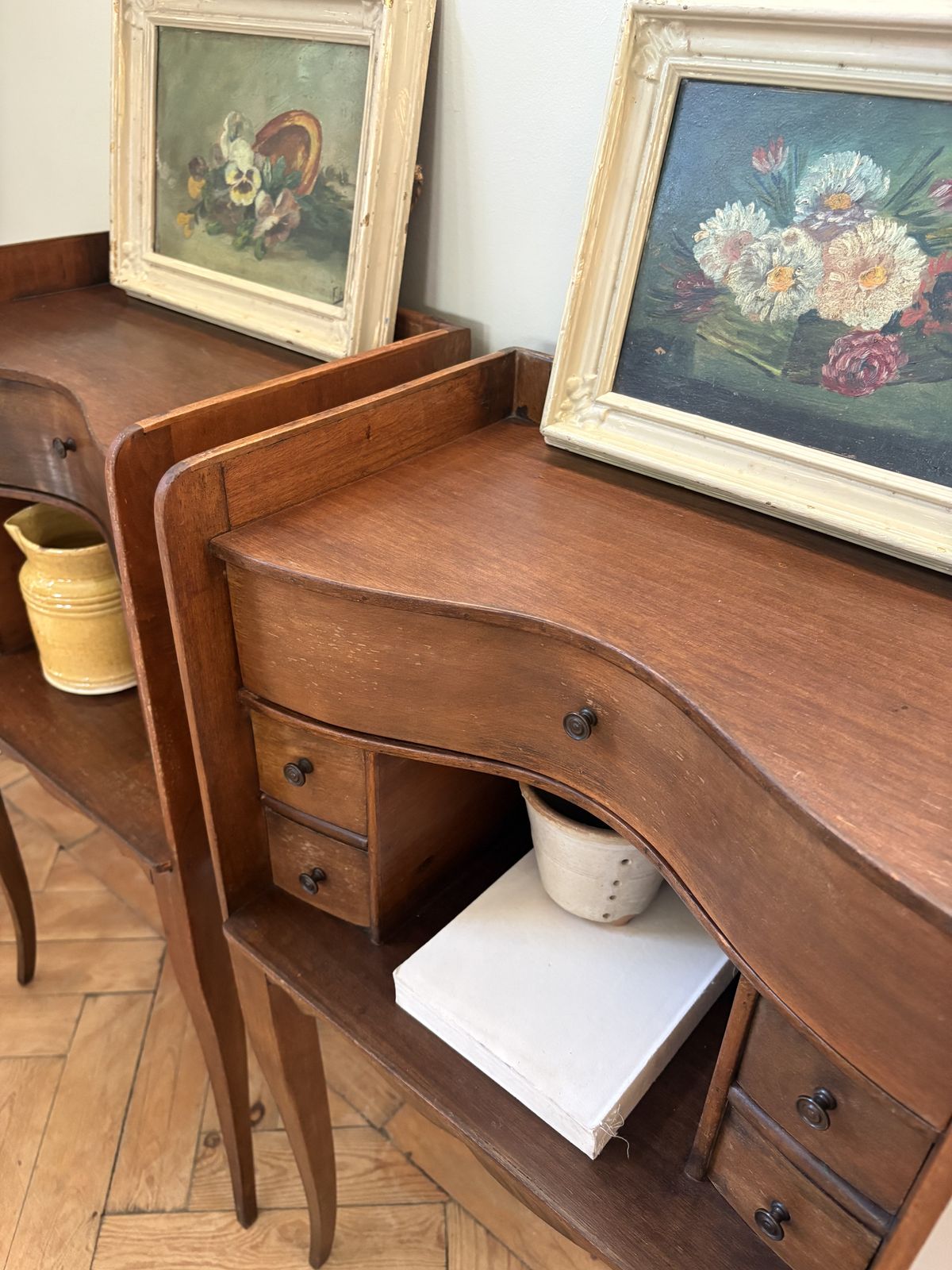 A Pair Of French Walnut Bedside Tables photo 1200.0