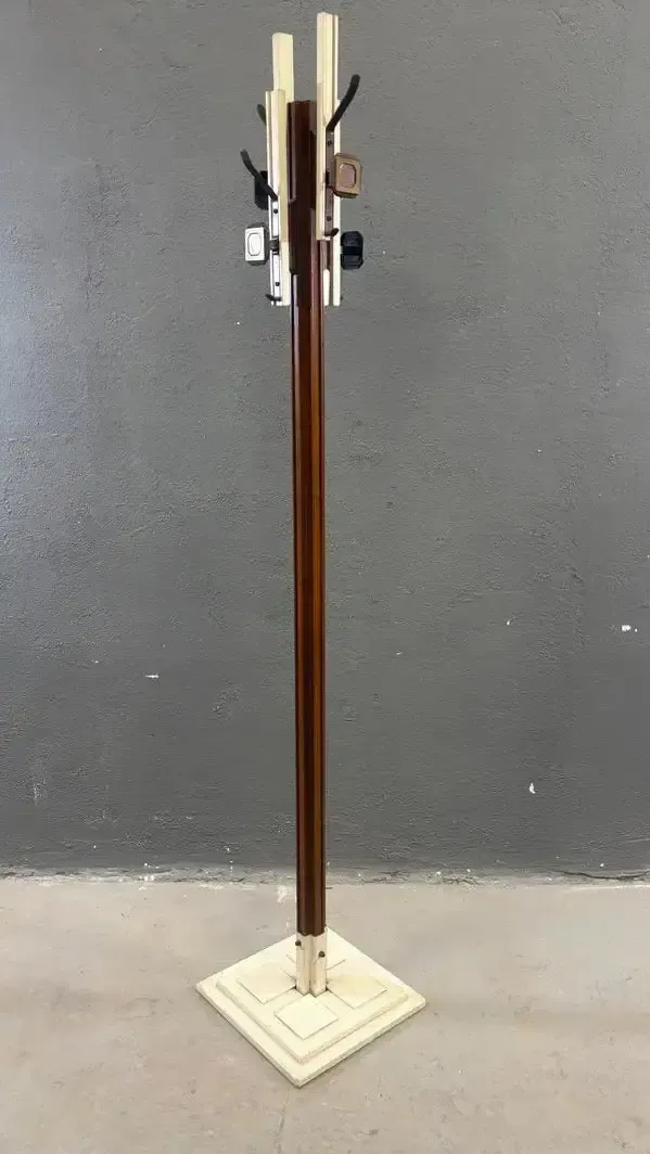 Coat Rack Mid Century Wood & Stainless Steel By Carlo De Carli For Fiarm 1960s Italy. photo for sale