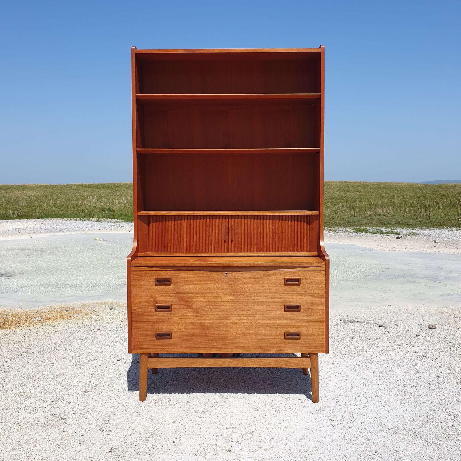 Johannes Sorth For Bornholm Mobelfabrik, Denmark. A Teak Secretaire Bookcase. 1960s.
