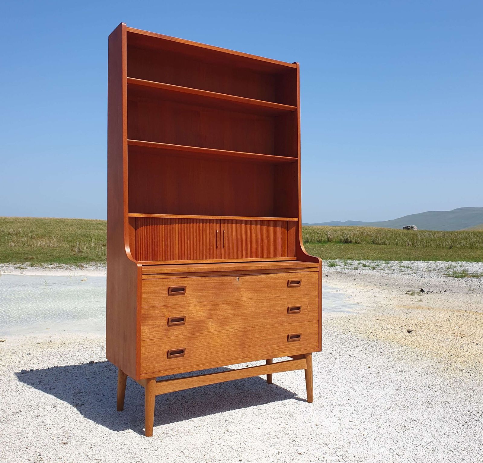 Johannes Sorth For Bornholm Mobelfabrik, Denmark. A Teak Secretaire Bookcase. 1960s. photo for sale