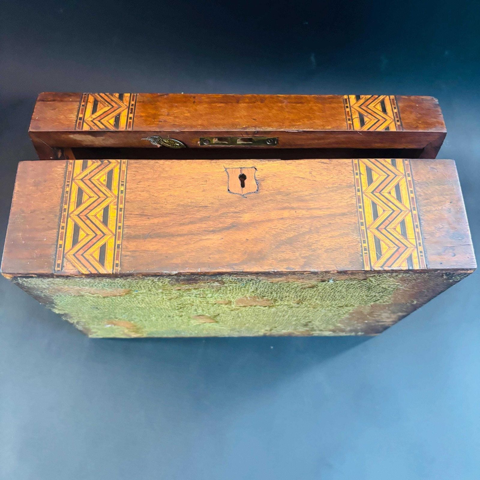 photo furniture Antique Victorian Walnut Keepsake Box, Tunbridge Ware Inlaid Wooden Memory Chest, 19th Century Storage Box, Unique Upcycled Gift.