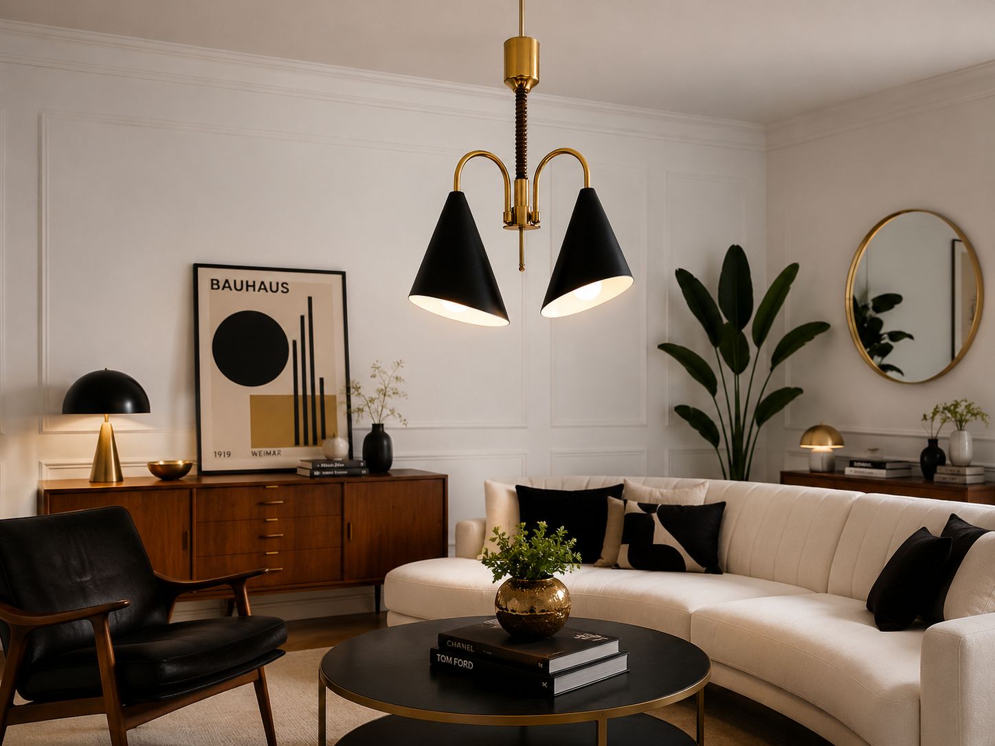 Mid-Century Modern hanglamp, messing en metaal, jaren 1970. photo furniture
