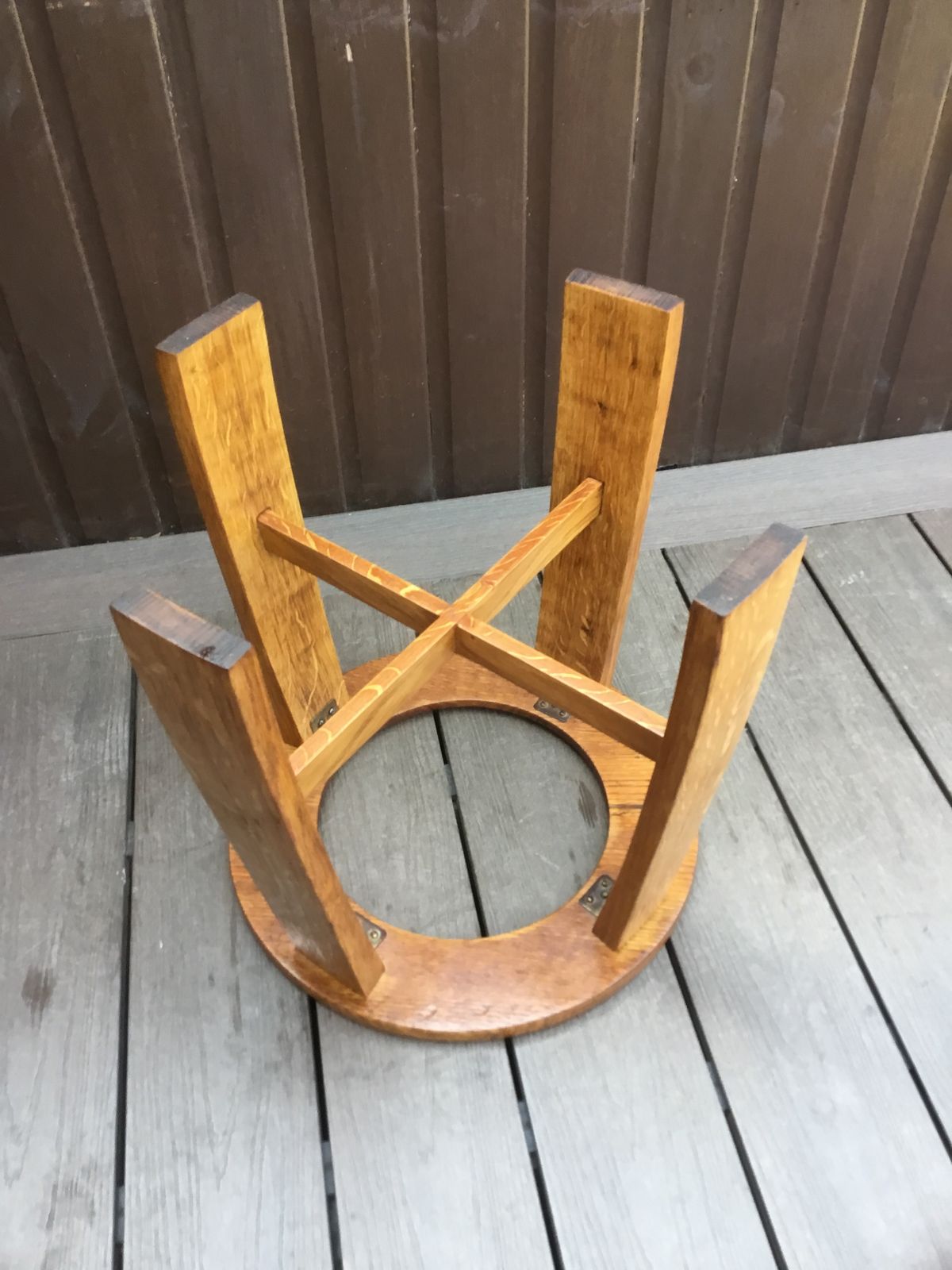 Side Table Solid Oak Pre Victorian. Unique. Hand Cut Glass Inlay photo buy