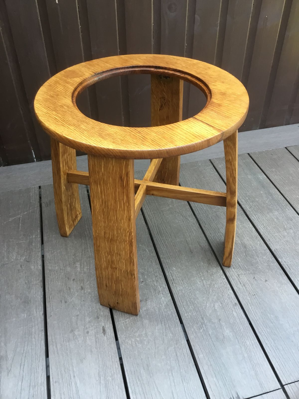 Furniture Side Table Solid Oak Pre Victorian. Unique. Hand Cut Glass Inlay photo