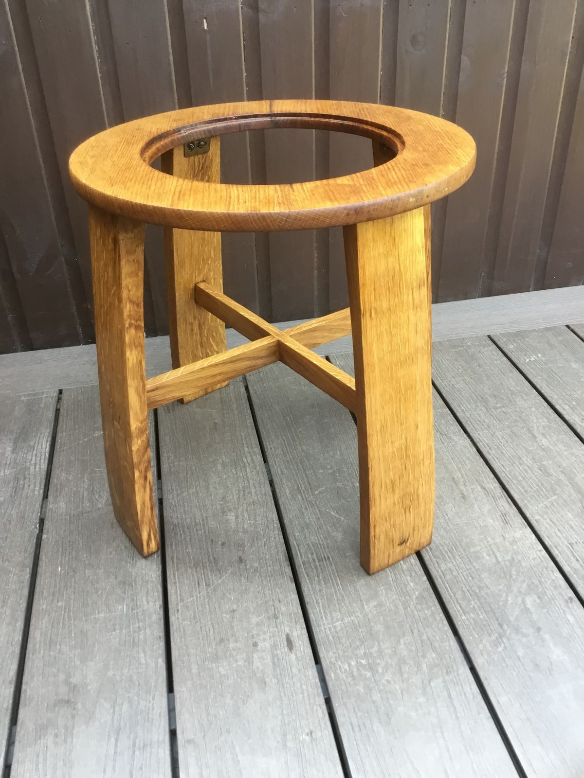 photo vinterior Side Table Solid Oak Pre Victorian. Unique. Hand Cut Glass Inlay