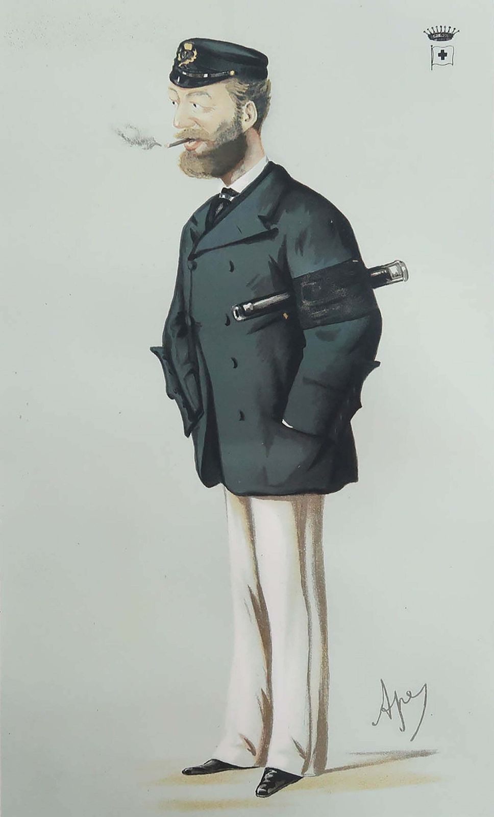 Antieke prent van een zeiler. Jachtvaart. Gedateerd 1874