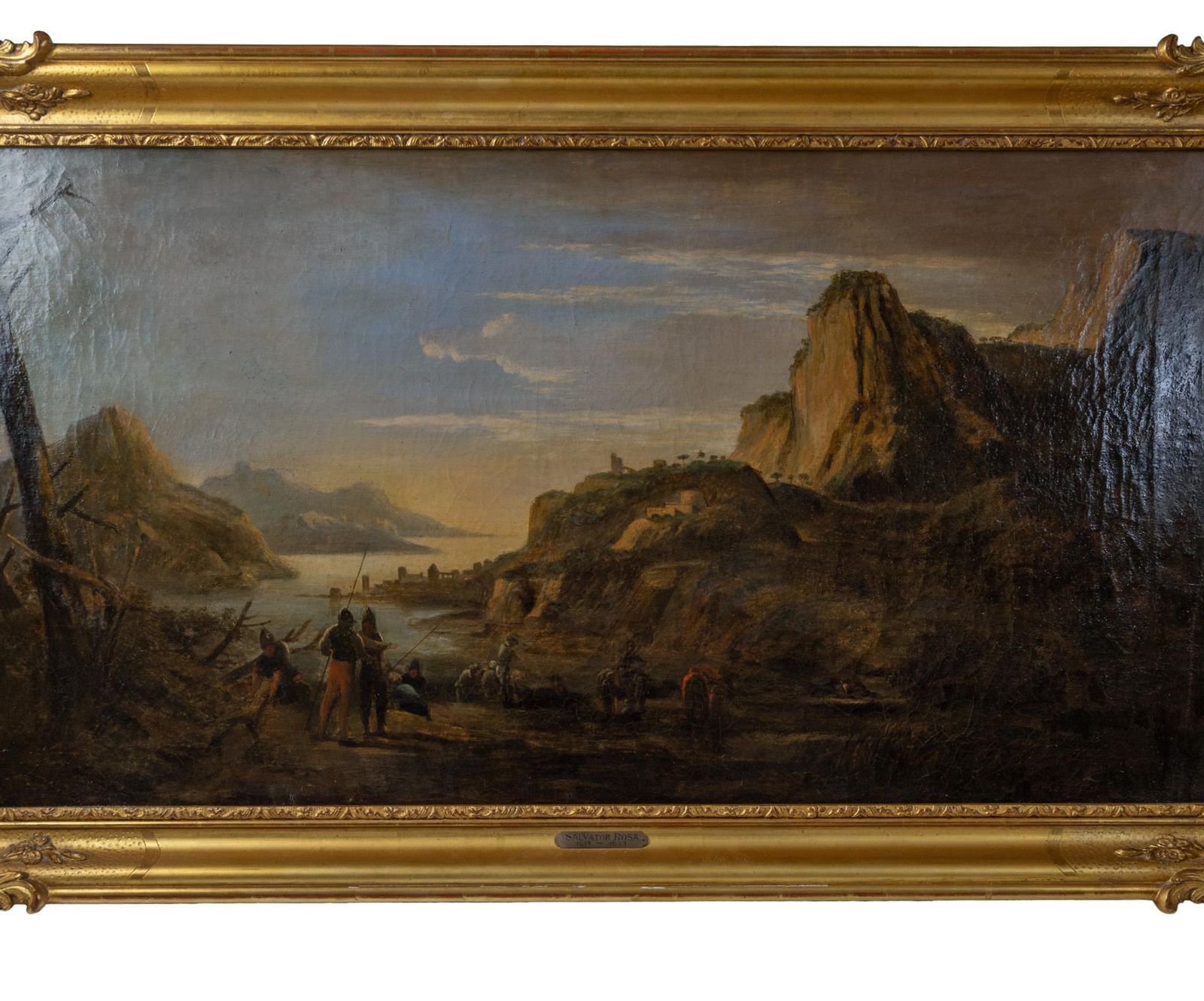 Salvator Rosa (Att) 17th Century Oil On Canvas   Soldiers & Travellers Resting photo furniture